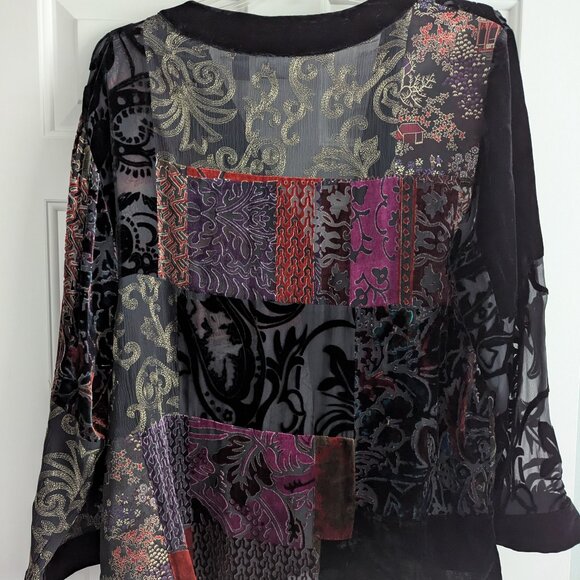 Chico's Velvet and "Chiffon" Topper - Size 3 - Multi Color - Picture 2 of 5